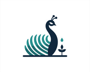 Fototapeta premium Peacock logo design icon symbol vector illustration. Peacock bird template.
