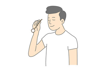 耳掃除, 綿棒, 耳かき, クリーニング, 衛生用品, 健康ケア, 清潔, 日用品, 美容, スキンケア, 生活習慣, 衛生管理, 医療, イヤーケア, 予防, 感染対策, 耳の健康, 耳垢除去, 癒し, リラックス, 便利グッズ, 耳掃除の習慣, 健康意識, 介護用品, 男性, 生活用品, 美容グッズ, 自己ケア, 耳ケア, 健康生活, イラスト, manga, ベクター, 人々, ビジネス, 