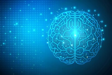 Technological brain and machine learning concept Abstract circuit board