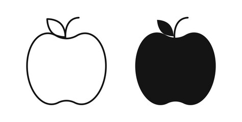 Apple icons set in black colors on white background
