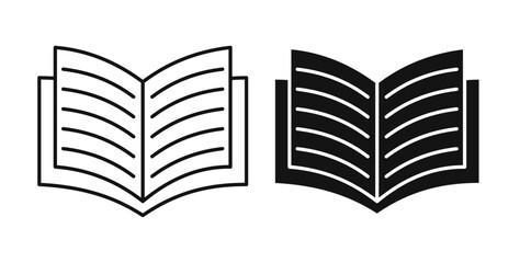 Book open icons set in black colors on white background