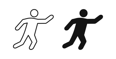 Running icons set in black colors on white background