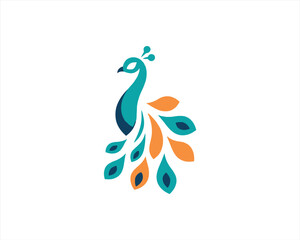 Peacock logo design icon symbol vector illustration. Peacock bird template.