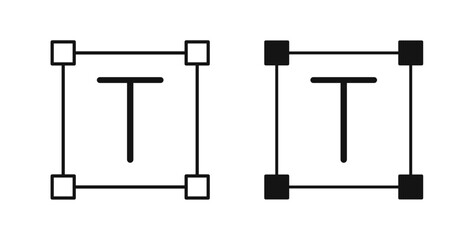 Text icons set in black colors on white background