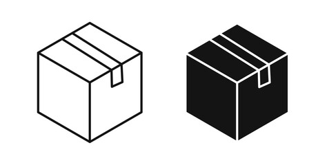 Box icons set in black colors on white background