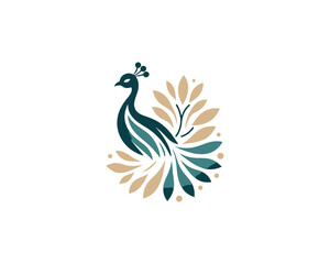 Peacock logo design icon symbol vector illustration. Peacock bird template.