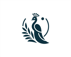 Peacock logo design icon symbol vector illustration. Peacock bird template.