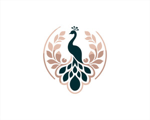 Peacock logo design icon symbol vector illustration. Peacock bird template.