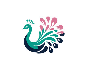 Peacock logo design icon symbol vector illustration. Peacock bird template.