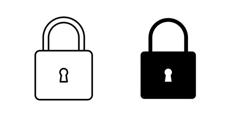 Lock icons in flat solid and thin line style
