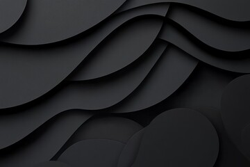 Black abstract background with paper-cut shapes, a minimalist design for a presentation or branding mockup