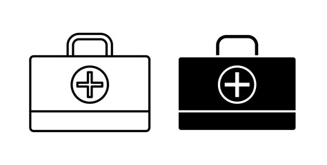Doctor bag icons set in black colors on white background