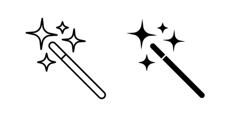 Magic wand icons set in black colors on white background