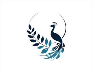 Peacock logo design icon symbol vector illustration. Peacock bird template.