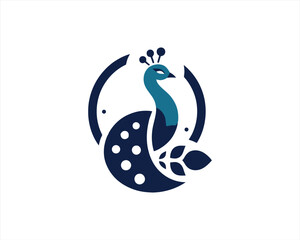 Peacock logo design icon symbol vector illustration. Peacock bird template.