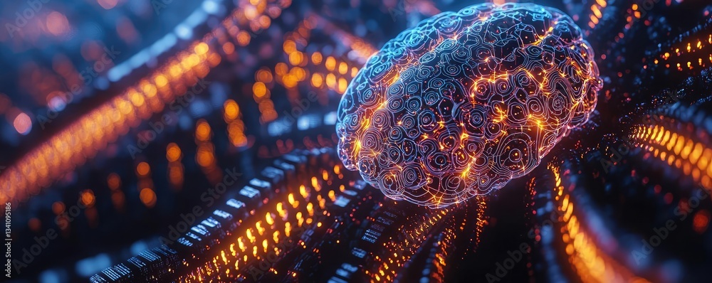 Leinwandbilder Artificial intelligence database and future computing concept. Abstract neural network with glowing connections and structures.