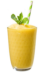 glass of yellow smoothie