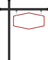 Obraz premium Illustration of a hanging sign board with blank copy space. Empty sign board with pole for your design. 