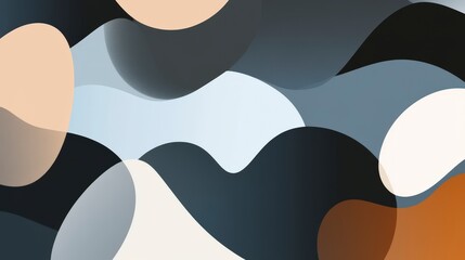 High quality illustration Rounded brush stroke with smooth, circular shapes, soft transitions, and balanced color gradients in black, calm and harmonious