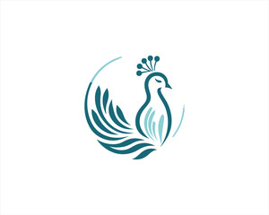 Peacock logo design icon symbol vector illustration. Peacock bird template.