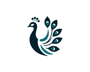 Peacock logo design icon symbol vector illustration. Peacock bird template.