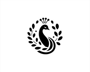 Obraz premium Peacock logo design icon symbol vector illustration. Peacock bird template.