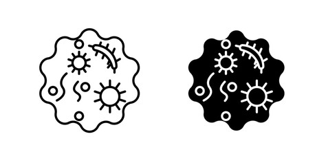 Microorganism icons set in black colors on white background