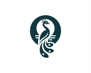 Peacock logo design icon symbol vector illustration. Peacock bird template.