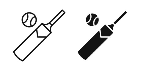 Cricket icons on white background for web