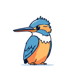 Vsai cute kingfisher bird cartoon character winking its eye