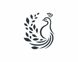 Peacock logo design icon symbol vector illustration. Peacock bird template.
