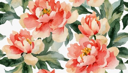Delicate Peonies on Leaves