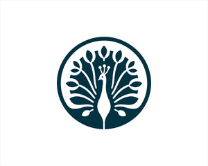 Peacock logo design icon symbol vector illustration. Peacock bird template.