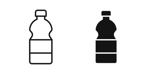 Water bottle icons on white background for web