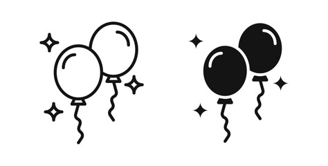Balloons icons set in black colors on white background © Witty