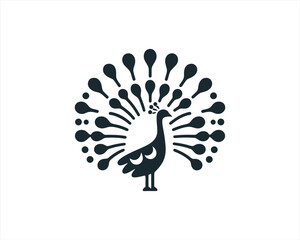 Peacock logo design icon symbol vector illustration. Peacock bird template.