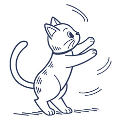  Line Art of a Cat in Playful Stance