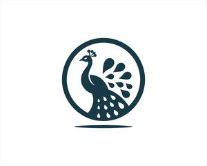 Peacock logo design icon symbol vector illustration. Peacock bird template.