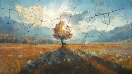 A seemingly peaceful meadow bathed in warm sunlight, but something is wrong