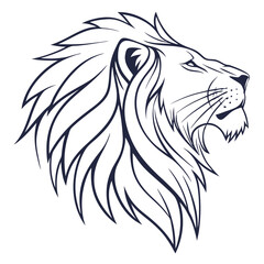 Minimalist Line Art of a Lion's Head