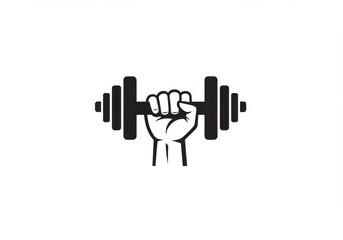 Dumbbell Lifting Hand Icon - Fitness and Strength Concept, isolated on white background 