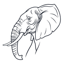 Minimalist Line Drawing of an Elephant in Profile