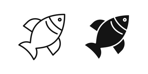 Fish icons on white background for web