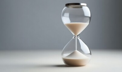 Hourglass with Sand Trickling in Transparent Glass, Long Neck an