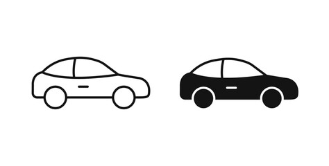 Car side view icons on white background for web