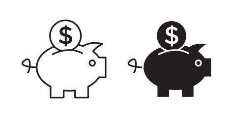 Piggy bank icons for app UI designs on white background