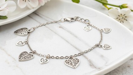 Silver Heart Charm Bracelet