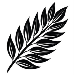 Obraz premium Line art drawing of wheat ear Green Leafy Branch Isolated