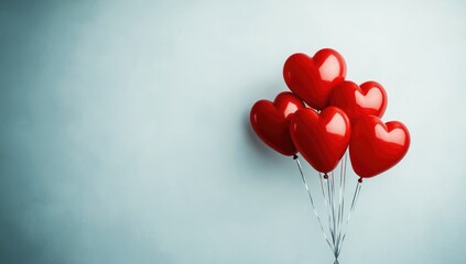 Red heart balloons on light background