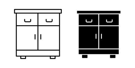 Cabinet icons set in black colors on white background